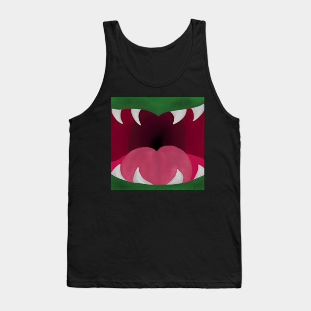 Monster Mouth Halloween Teeth Design Tank Top by Punderstandable